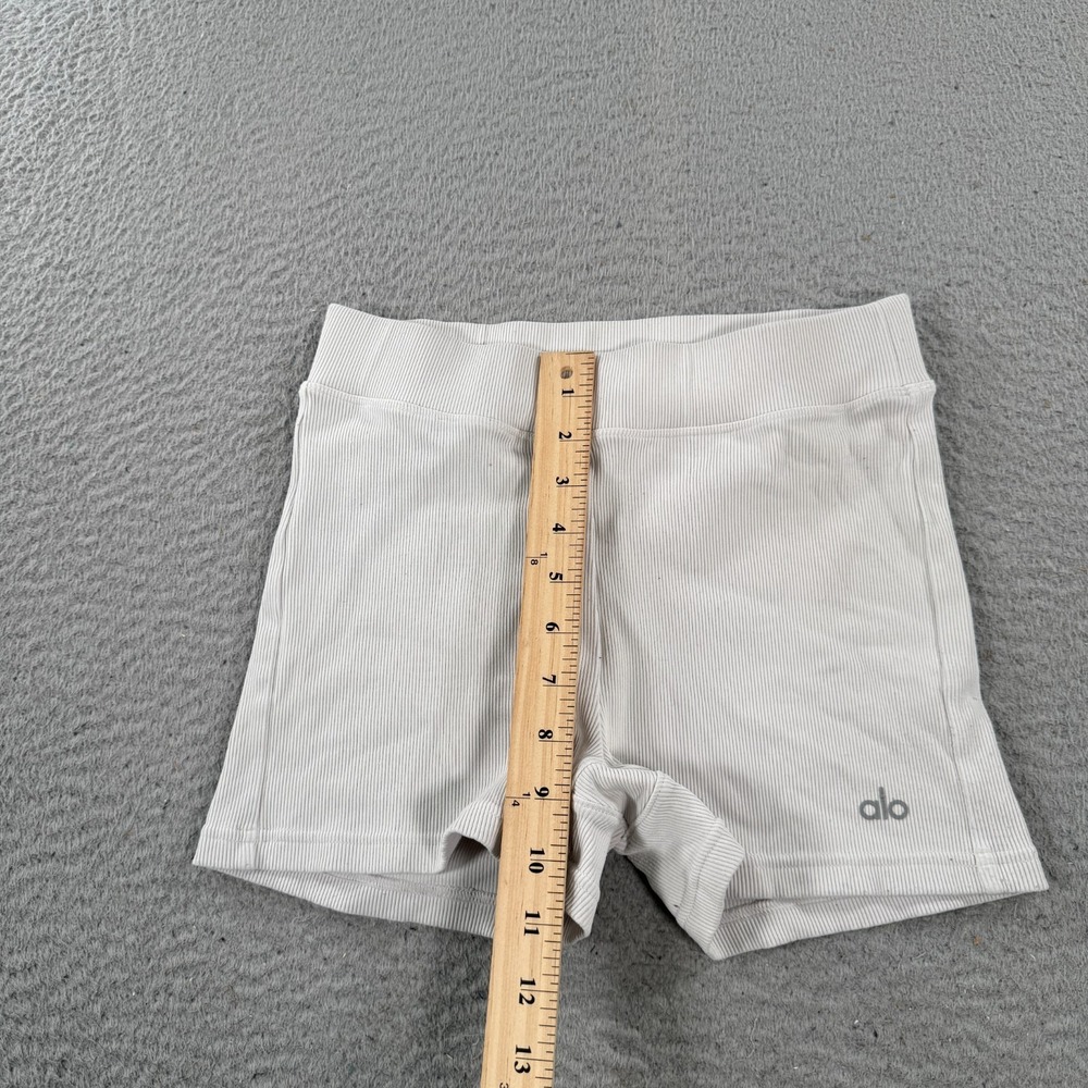 Alo Yoga Goddess Shorts Women's White Ribbed High Rise Sports Running Summer - Picture 5 of 7